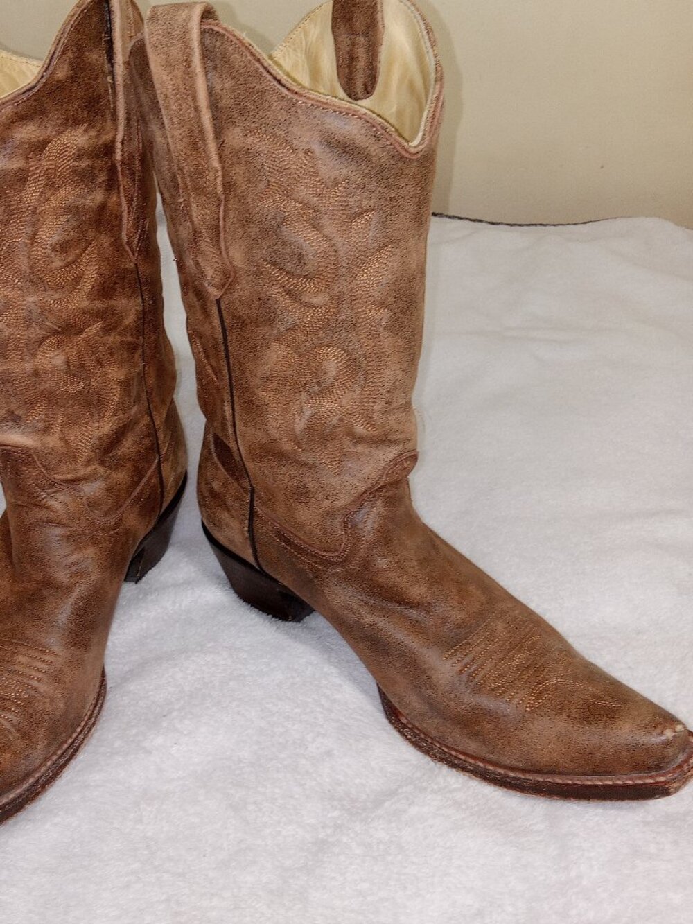 Corral Boots Mens 11M Distressed Brown Leather Cowboy Western Snip Toe Handcraft - Picture 13 of 15